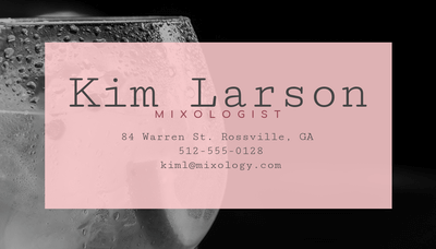 Mixologist Business Card