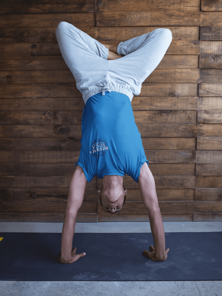 Yoga T Shirt Mockup Of A Man Standing On His Hands A19964
