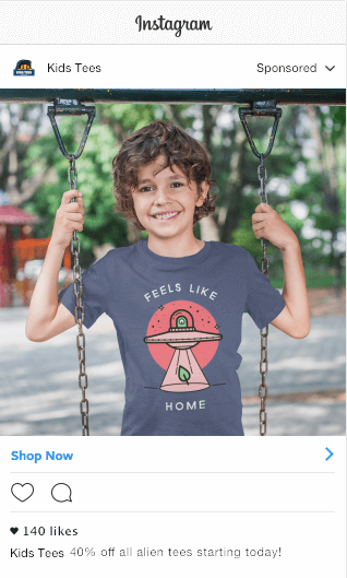 Instagram Ad For Alien Kids Tshirt