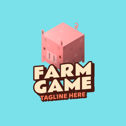 Gaming Logo Template Featuring Minecraft Inspired Farm Animals 2667e