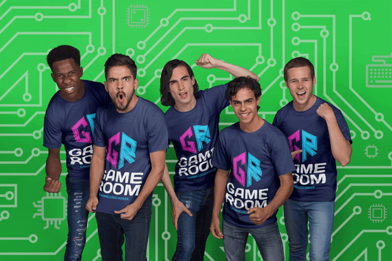T Shirt Mockup Featuring An Excited Esports Team A21091 768x512
